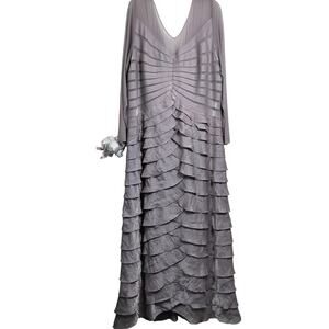 5064) Ashro Shimmery Lavender Shutter Pleat Sheer Bodice Formal Gown Size 24